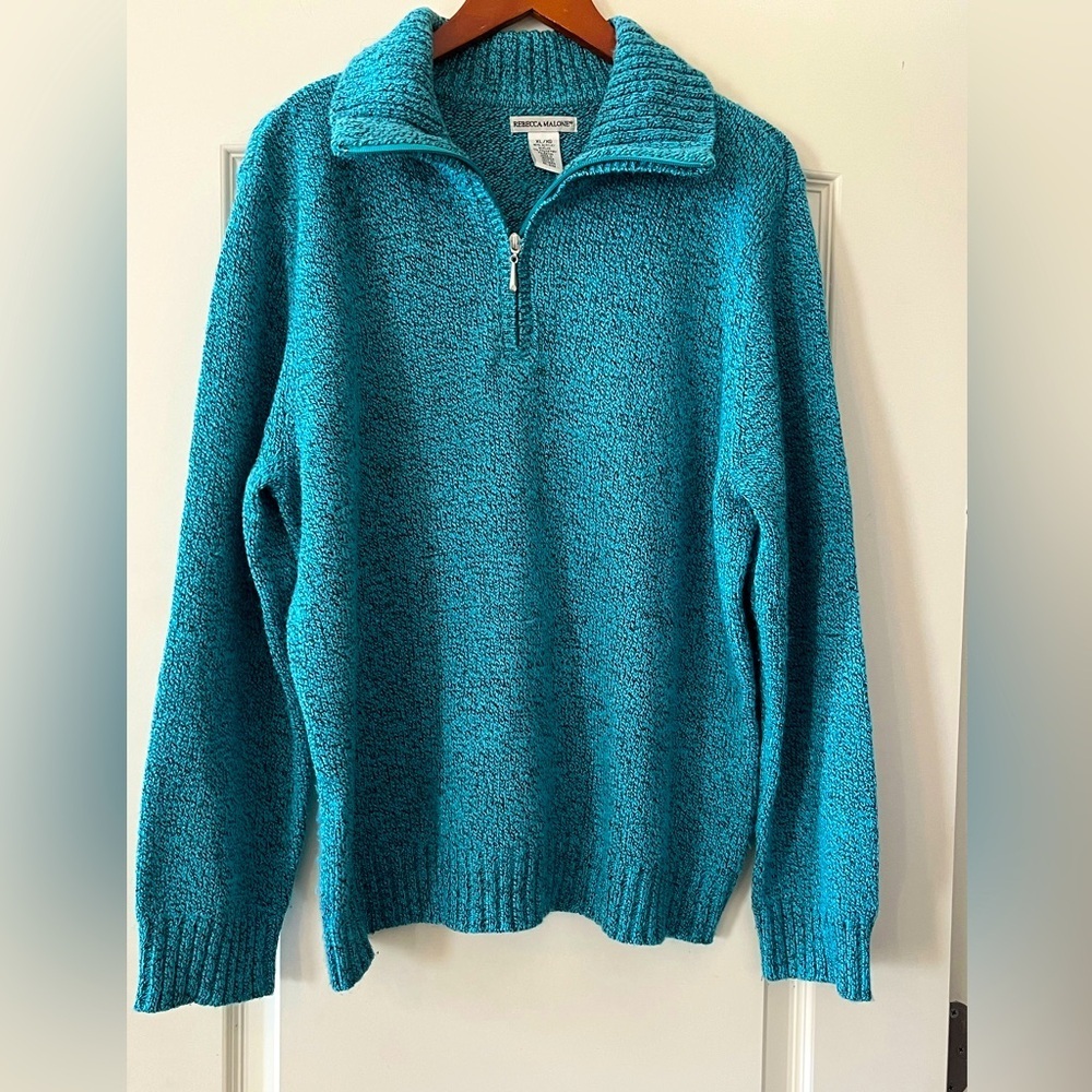 Rebecca Malone Turquoise Knit Collared Sweater Women’s Size XL